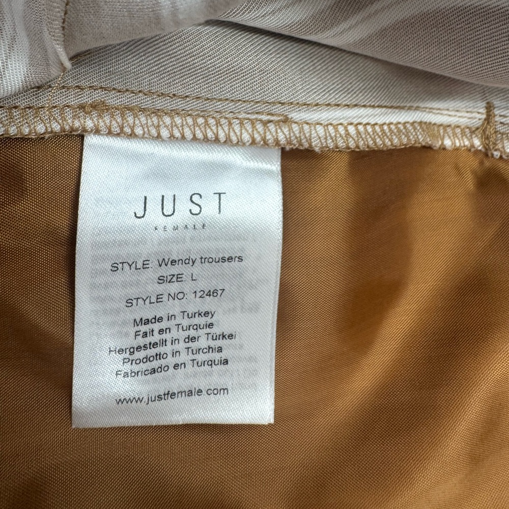 JUST Female Wendy Striped Lyocell Paperbag Wide Leg Pants Large Neutral Striped - Picture 8 of 11